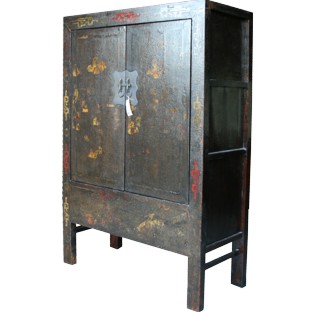 Large Original Black Painted Cabinet