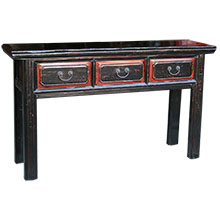 Three Drawer Black Long Table