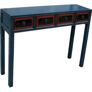 Original manchurian Blue Four Drawers Hall Table/Console Table