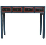 Original manchurian Blue Four Drawers Hall Table/Console Table