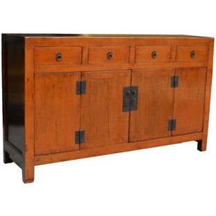 Orange Four Draw Four Door Sideboard