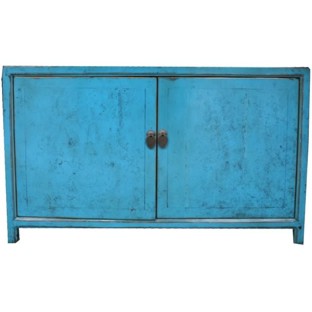Blue Two Door Buffet with Hidden Drawers
