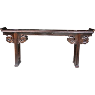 Antique Extra Long Rustic Black Altar Table 233 cm