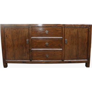 Antique Natural Elm Wood Sideboard