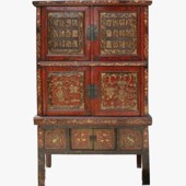 Original Red Carved Chinese Cabinet