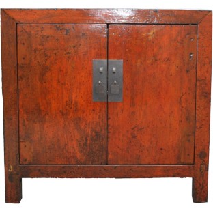 Original Orange Painted Side Cabinet