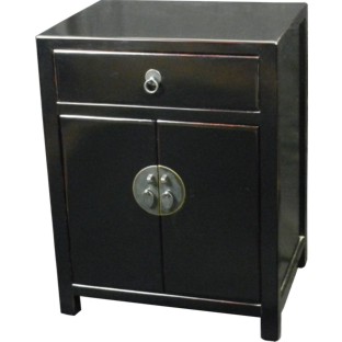 Black Lacquered Bedside Table