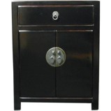Black Lacquered Bedside Table