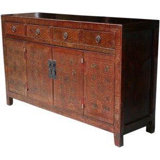 Original Red Manchurian Painted Sideboard