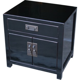 Black Lacquer Bedside Table