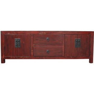 Maroon Lacquer Low Sideboard Buffet