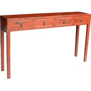 Original Maroon 4-Drawer Hallway Table