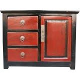 Red and Black Bedside Table