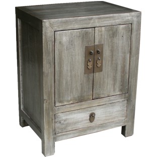 Silver Leaf Coated Bedside Table Cabinet