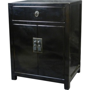 Black Lacquer Bedside Table