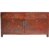 Original Red Manchurian Painted Sideboard