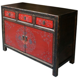 Mongolian Painted Red Sideboard