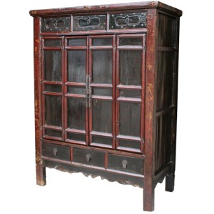 Large Original Painted Red Wedding Cabinet