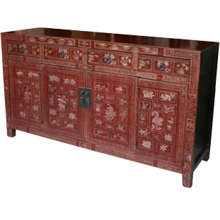 Original Red Manchurian Painted Sideboard