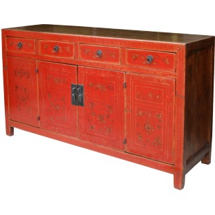 Original Red Manchurian Painted Sideboard