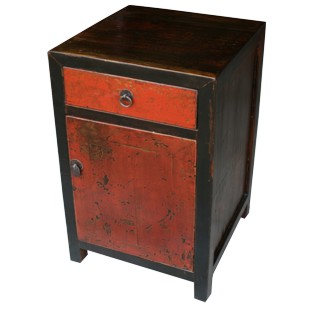 Original Red and Black Bedside Table w/Patina
