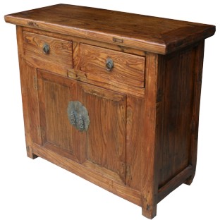 Original Chinese Elm Cabinet w/ Original Hardware