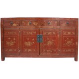 Original Red Manchurian Painted Sideboard