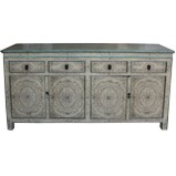 Original Beige Painted Tibetan Sideboard
