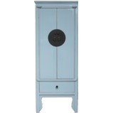Pale Blue Grey Wooden Slim Cabinet
