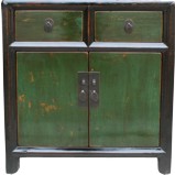 Original Old Black and Green Bedside Cabinet