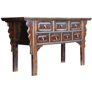 Dark Brown Seven-Drawer Console Altar Table