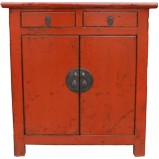Antique Orange Red Patina Cabinet