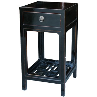 Black Lacquer Side/ Tea Table w/Lattice Panel