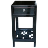 Black Lacquer Side/ Tea Table w/Lattice Panel
