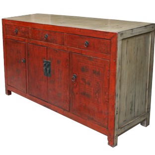 Original Red Manchurian Painted Sideboard