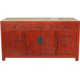 Original Red Manchurian Painted Sideboard
