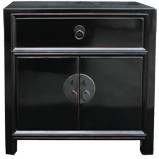Black Lacquer Low Bedside Table