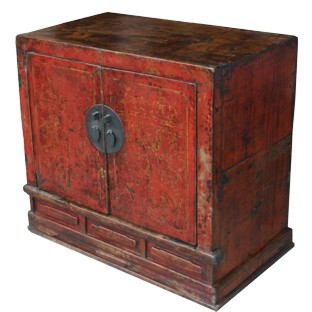 Original Red Gold Painting Cabinet