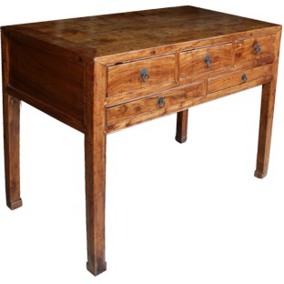 Original Brown 5 Drawers Hall Table Desk