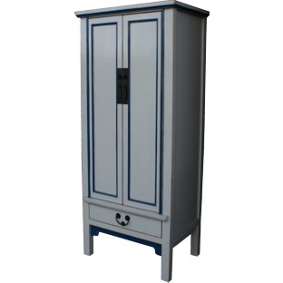 Chinese Wooden Slim Cabinet Dove grey