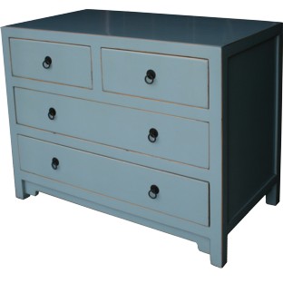 Dove Blue Chinese Short Sideboard Chest of Drawers