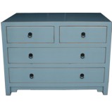 Dove Blue Chinese Short Sideboard Chest of Drawers