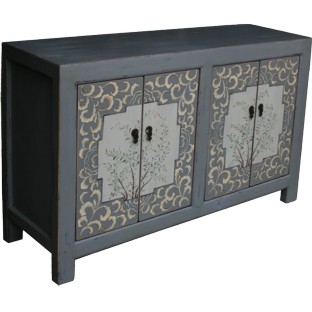 Chinese Grey Sideboard with Painting