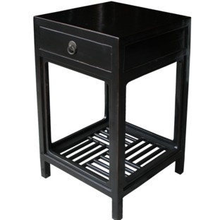 Black Lacquer Tea Table with Lattice Panel