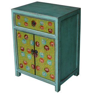 Tibetan Green Painted Bedside Table