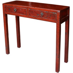Antique Red Two Drawer Console Table