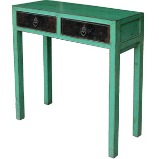 Green Two Drawer Console Table