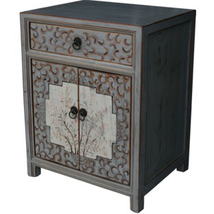 Grey Tibetan Bedside Table