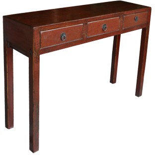 Red Three Drawer Console Table