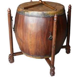 Chinese Antique Large Wood Drum Side Table